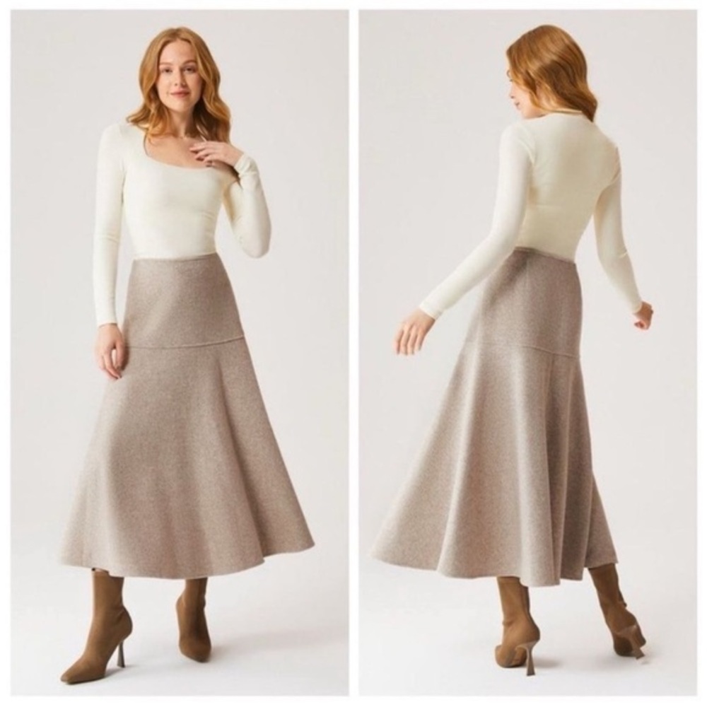 NWT OGL Flare‎ Midi  Oatmeal Color  Careerwear Skirt